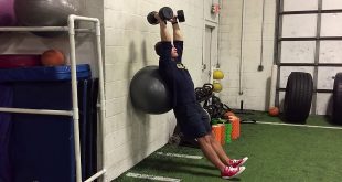 Ball Squat with Dumbbell Shoulder Press
